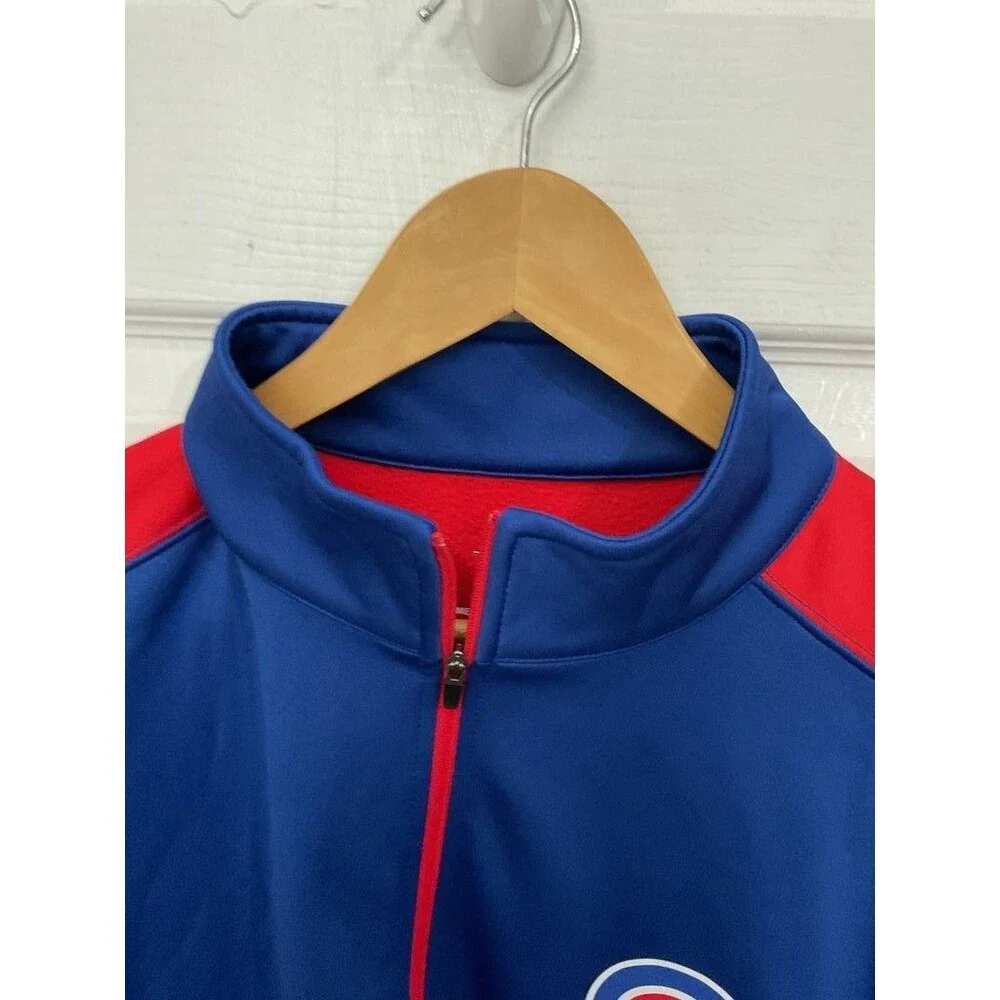 Chicago Cubs Blue and Red Quarter-Zip Pullover